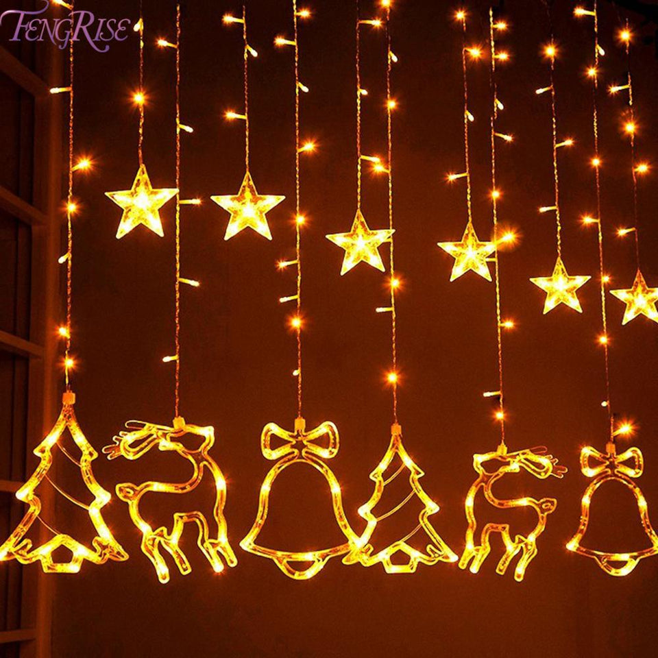 Elk Bell String Light LED Christmas Decor For Home Hanging Garland Christmas Tree Decor Ornament 2019 Navidad Xmas Gift New Year