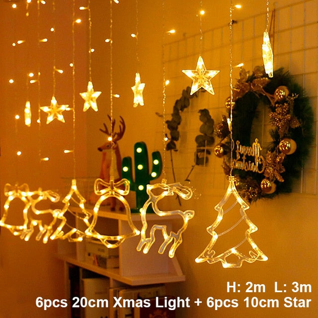 Elk Bell String Light LED Christmas Decor For Home Hanging Garland Christmas Tree Decor Ornament 2019 Navidad Xmas Gift New Year