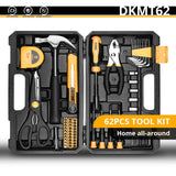 DEKO Hand Tool Set General Household Repair Hand Tool Kit with Plastic Toolbox Storage Case Socket Wrench Screwdriver Knife