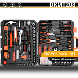 DEKO Hand Tool Set General Household Repair Hand Tool Kit with Plastic Toolbox Storage Case Socket Wrench Screwdriver Knife