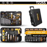 DEKO Hand Tool Set General Household Repair Hand Tool Kit with Plastic Toolbox Storage Case Socket Wrench Screwdriver Knife