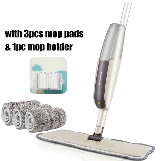 Spray Floor Mop with Reusable Microfiber Pads 360 Degree Handle Mop for Home Kitchen Laminate Wood Ceramic Tiles Floor Cleaning