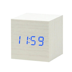 LED Wooden Alarm Clock Watch Table Voice Control Digital Wood Despertador Electronic Desktop USB/AAA Powered Clocks Table Decor