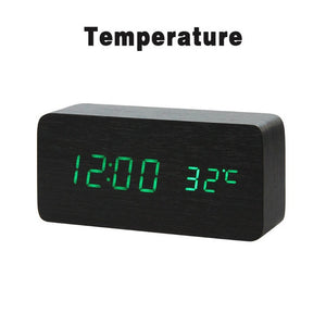 LED Wooden Alarm Clock Watch Table Voice Control Digital Wood Despertador Electronic Desktop USB/AAA Powered Clocks Table Decor