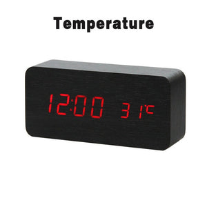 LED Wooden Alarm Clock Watch Table Voice Control Digital Wood Despertador Electronic Desktop USB/AAA Powered Clocks Table Decor