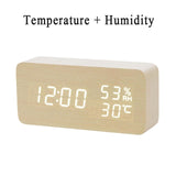 LED Wooden Alarm Clock Watch Table Voice Control Digital Wood Despertador Electronic Desktop USB/AAA Powered Clocks Table Decor