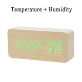 LED Wooden Alarm Clock Watch Table Voice Control Digital Wood Despertador Electronic Desktop USB/AAA Powered Clocks Table Decor