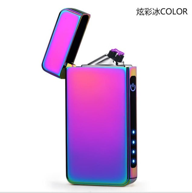 New Double Plasma Arc Lighter Windproof Electronic USB Recharge  Cigarette Smoking Electric Lighter